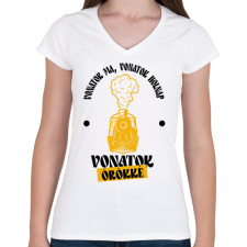 PRINTFASHION Vonatok ma, holnap, örökké - Női V-nyakú póló - Fehér női póló