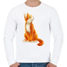 PRINTFASHION Vörös cica - Férfi pulóver - Fehér férfi pulóver, kardigán