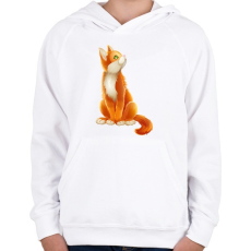 PRINTFASHION Vörös cica - Gyerek kapucnis pulóver - Fehér