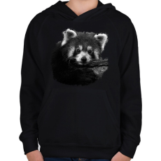 PRINTFASHION Vörös panda (fekete-fehér újság) - Gyerek kapucnis pulóver - Fekete