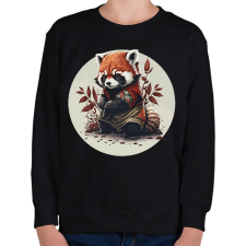 PRINTFASHION Vörös panda - Gyerek pulóver - Fekete gyerek pulóver, kardigán