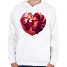 PRINTFASHION Vörös panda szív - Gyerek kapucnis pulóver - Fehér