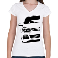 PRINTFASHION VW Golf - Női V-nyakú póló - Fehér női póló