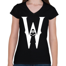 PRINTFASHION W white - Női V-nyakú póló - Fekete női póló
