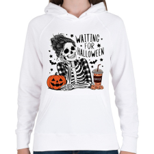 PRINTFASHION Waiting  for Halloween - Női kapucnis pulóver - Fehér női pulóver, kardigán