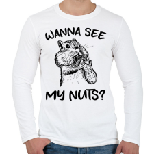 PRINTFASHION Wanna see my nuts? - Férfi hosszú ujjú póló - Fehér férfi póló