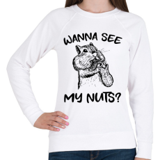 PRINTFASHION Wanna see my nuts? - Női pulóver - Fehér