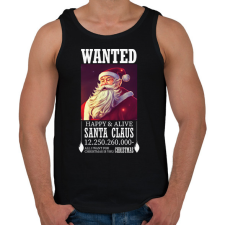 PRINTFASHION Wanted Santa Claus - Férfi atléta - Fekete atléta, trikó