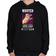 PRINTFASHION Wanted Santa Claus - Gyerek kapucnis pulóver - Fekete gyerek pulóver, kardigán