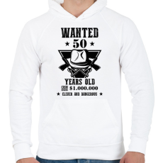 PRINTFASHION Wanted - Számmal - Férfi kapucnis pulóver - Fehér