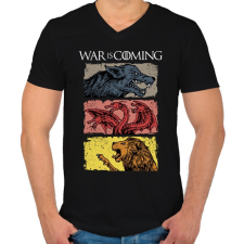 PRINTFASHION War is Coming - Férfi V-nyakú póló - Fekete férfi póló