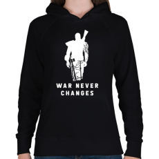 PRINTFASHION War Never Changes - Fallout - Fehér - Női kapucnis pulóver - Fekete