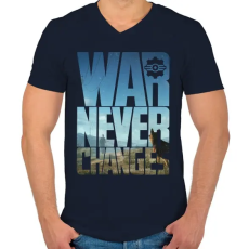 PRINTFASHION War never changes - Férfi V-nyakú póló - Sötétkék