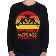 PRINTFASHION Warning airsoft - Gyerek pulóver - Fekete gyerek pulóver, kardigán