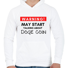 PRINTFASHION WARNING Doge Coin - Férfi kapucnis pulóver - Fehér férfi pulóver, kardigán