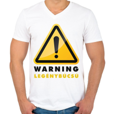 PRINTFASHION Warning legénybúcsú - Férfi V-nyakú póló - Fehér férfi póló