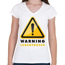 PRINTFASHION Warning legénybúcsú - Női V-nyakú póló - Fehér női póló