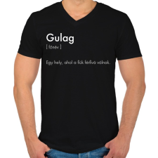 PRINTFASHION Warzone Gulag - Férfi V-nyakú póló - Fekete férfi póló