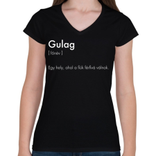 PRINTFASHION Warzone Gulag - Női V-nyakú póló - Fekete női póló