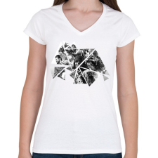 PRINTFASHION Warzone - Női V-nyakú póló - Fehér női póló