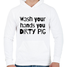 PRINTFASHION Wash your hands - Férfi kapucnis pulóver - Fehér férfi pulóver, kardigán