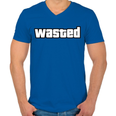 PRINTFASHION Wasted GTA - Férfi V-nyakú póló - Királykék