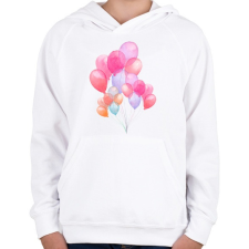 PRINTFASHION Watercolor Balloons - Gyerek kapucnis pulóver - Fehér gyerek pulóver, kardigán