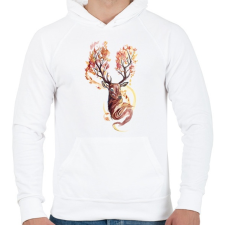 PRINTFASHION Watercolor Deer - Férfi kapucnis pulóver - Fehér férfi pulóver, kardigán