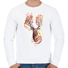 PRINTFASHION Watercolor Deer - Férfi pulóver - Fehér