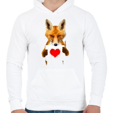 PRINTFASHION Watercolor fox love - Férfi kapucnis pulóver - Fehér férfi pulóver, kardigán
