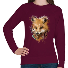 PRINTFASHION watercolor fox - Női pulóver - Bordó női pulóver, kardigán