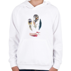 PRINTFASHION Watercolor Painted Feathers - Gyerek kapucnis pulóver - Fehér