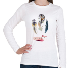 PRINTFASHION Watercolor Painted Feathers - Női hosszú ujjú póló - Fehér női póló