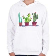 PRINTFASHION Watercolor style Cactus - Gyerek kapucnis pulóver - Fehér gyerek pulóver, kardigán