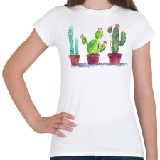 PRINTFASHION Watercolor style Cactus - Női póló - Fehér női póló