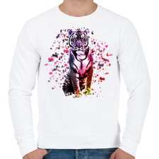 PRINTFASHION watercolor tigris - Férfi pulóver - Fehér férfi pulóver, kardigán