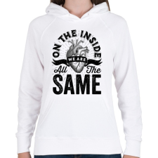 PRINTFASHION We are all the same - Női kapucnis pulóver - Fehér női pulóver, kardigán