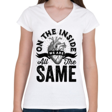 PRINTFASHION We are all the same - Női V-nyakú póló - Fehér női póló