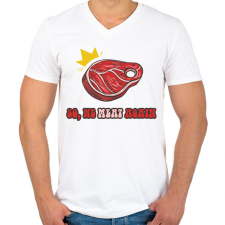 PRINTFASHION We meat again - Férfi V-nyakú póló - Fehér férfi póló