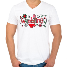 PRINTFASHION Wedding  - Férfi V-nyakú póló - Fehér