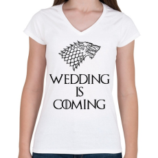 PRINTFASHION Wedding is Coming - Női V-nyakú póló - Fehér