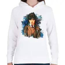 PRINTFASHION Wednesday Addams Family - Női kapucnis pulóver - Fehér női pulóver, kardigán