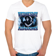 PRINTFASHION Wednesday Addams - Férfi V-nyakú póló - Fehér férfi póló