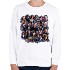 PRINTFASHION Wednesday Addams - montázs - Gyerek pulóver - Fehér gyerek pulóver, kardigán