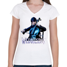 PRINTFASHION Wednesday art 4 - Női V-nyakú póló - Fehér