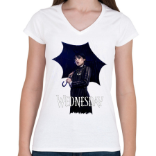 PRINTFASHION Wednesday art  - Női V-nyakú póló - Fehér női póló