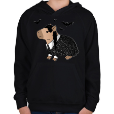 PRINTFASHION Wednesday capybara fehér körvonal - Gyerek kapucnis pulóver - Fekete gyerek pulóver, kardigán