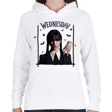 PRINTFASHION Wednesday és Izé - Női kapucnis pulóver - Fehér