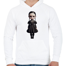 PRINTFASHION Wednesday - Gót stílusú illusztráció - Férfi kapucnis pulóver - Fehér férfi pulóver, kardigán