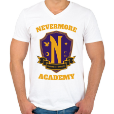 PRINTFASHION Wednesday Nevermore logo - Férfi V-nyakú póló - Fehér férfi póló